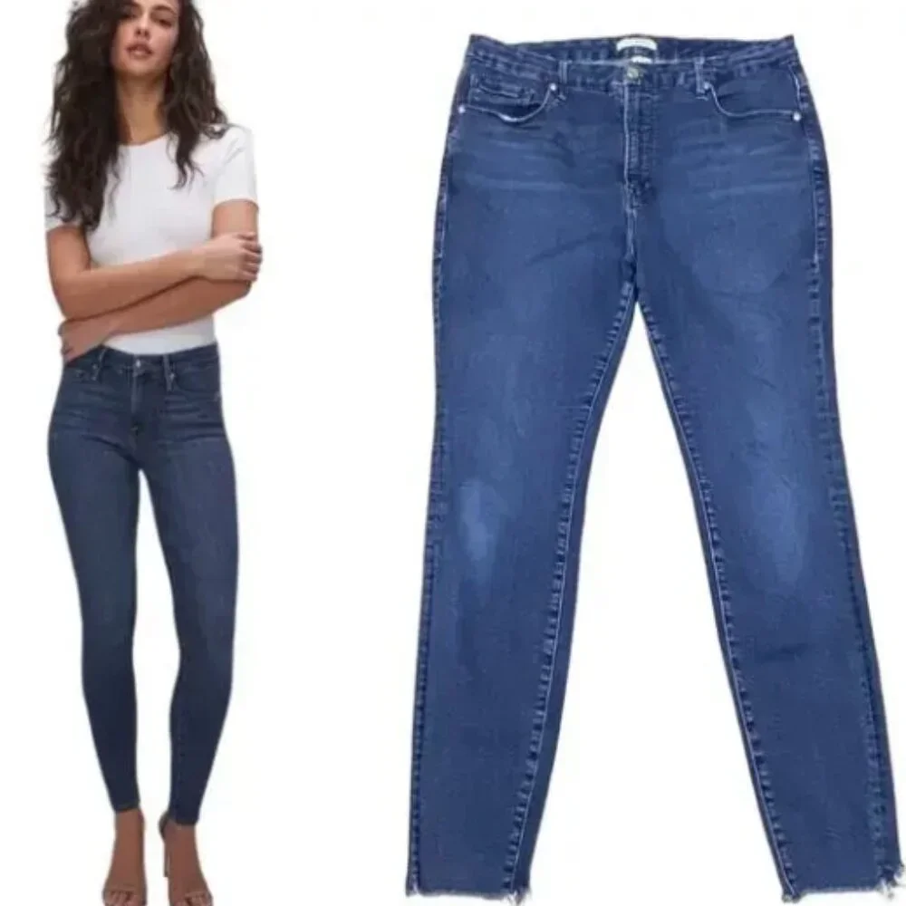 Good American Good Legs Sculpting Jeans Size 16 Dark Wash Organic Cotton - Picture 1 of 7